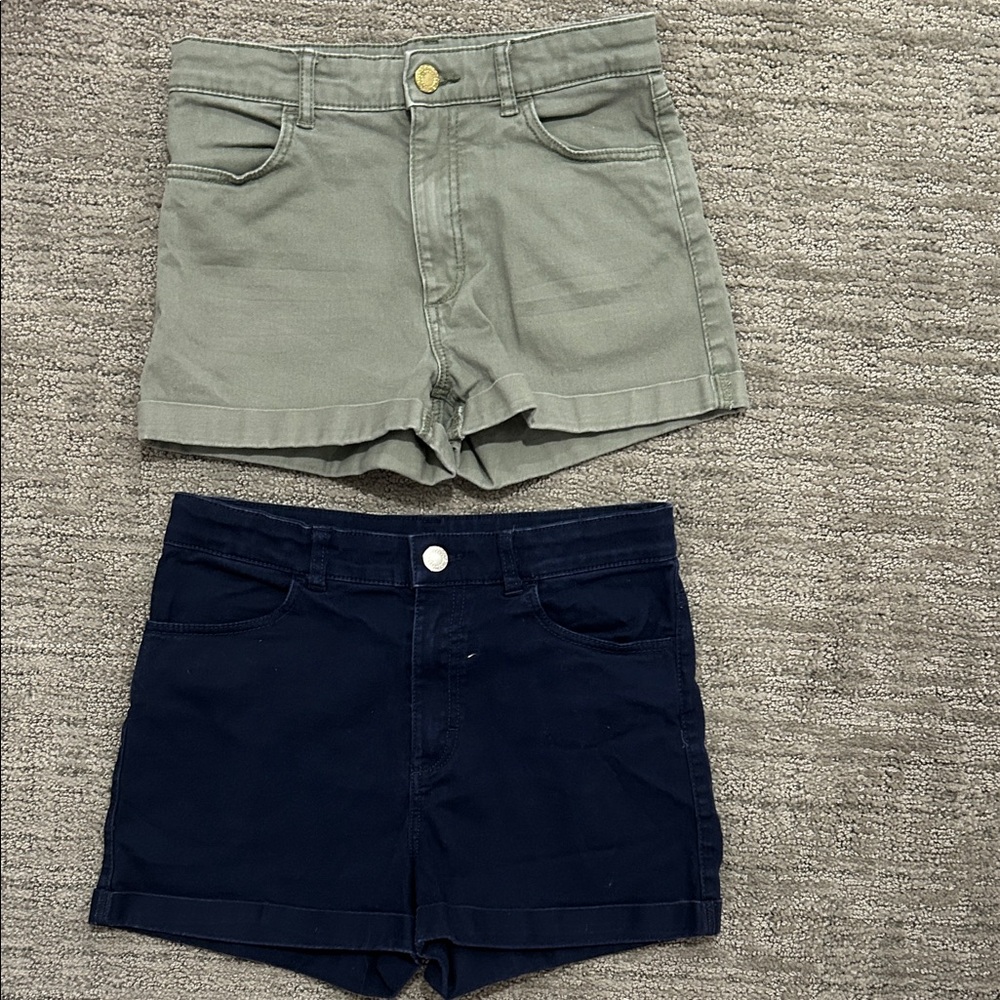 H&M High Waist Shorts - Olive and Navy